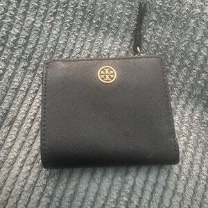 Tory Burch Black Leather Wallet with Gold Accent